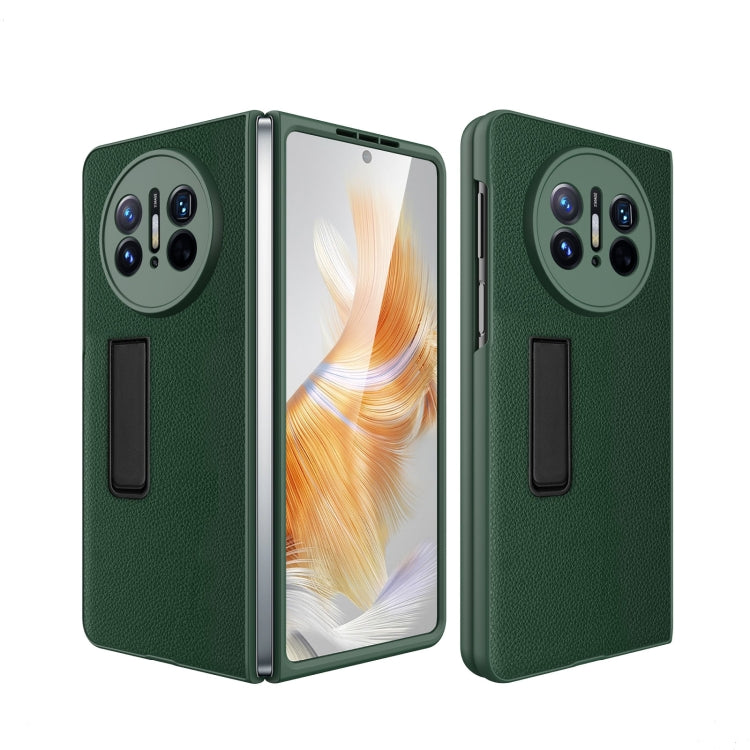 For Huawei Mate X3 Litchi Texture Integrated Shockproof Phone Case with Holder(Green) - Huawei Cases by PMC TechLife | Online Shopping South Africa | PMC TechLife | Buy Now Pay Later Mobicred