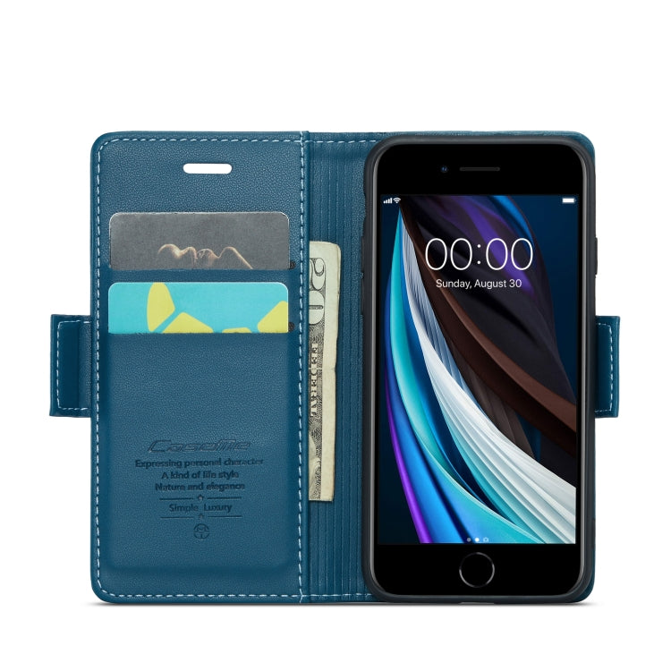 For iPhone SE 2022/SE 2020/6/7/8 CaseMe 023 Butterfly Buckle Litchi Texture RFID Anti-theft Leather Phone Case(Blue) - More iPhone Cases by CaseMe | Online Shopping South Africa | PMC TechLife | Buy Now Pay Later Mobicred