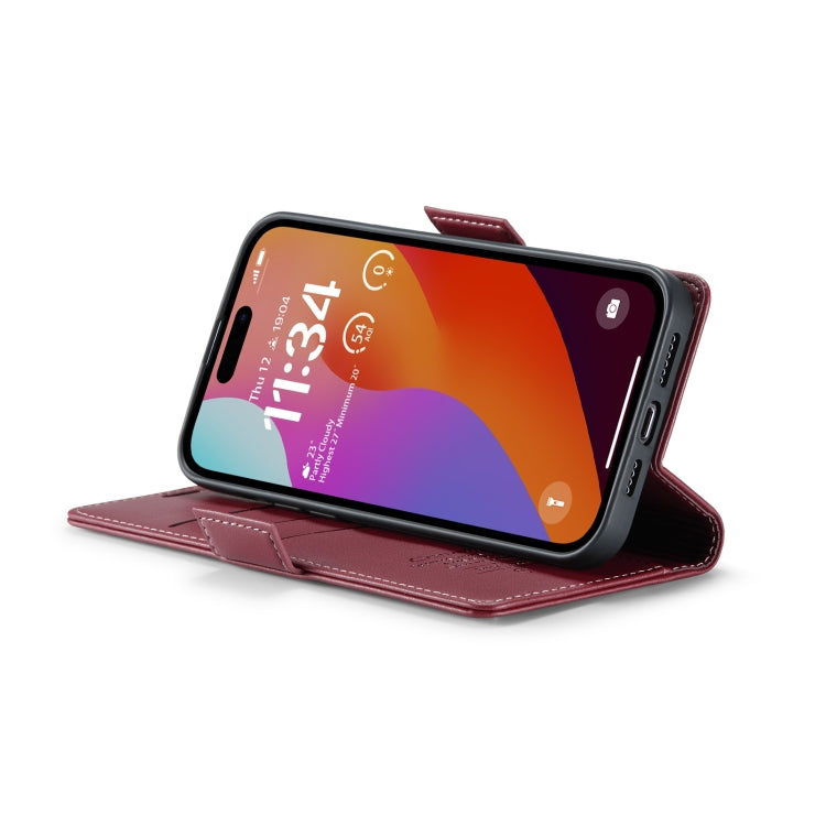 For iPhone 15 Pro CaseMe 023 Butterfly Buckle Litchi Texture RFID Anti-theft Leather Phone Case(Wine Red) - iPhone 15 Pro Cases by CaseMe | Online Shopping South Africa | PMC Jewellery | Buy Now Pay Later Mobicred