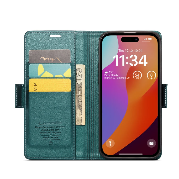 For iPhone 15 Pro CaseMe 023 Butterfly Buckle Litchi Texture RFID Anti-theft Leather Phone Case(Pearly Blue) - iPhone 15 Pro Cases by CaseMe | Online Shopping South Africa | PMC Jewellery | Buy Now Pay Later Mobicred