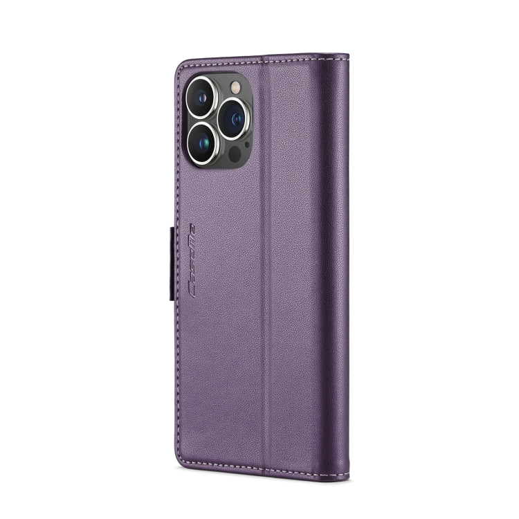 For iPhone 15 Pro CaseMe 023 Butterfly Buckle Litchi Texture RFID Anti-theft Leather Phone Case(Pearly Purple) - free shipping - PMC Jewellery - Order now!
