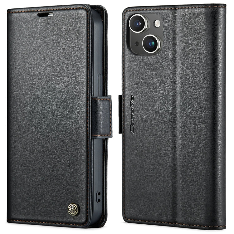 For iPhone 15 CaseMe 023 Butterfly Buckle Litchi Texture RFID Anti-theft Leather Phone Case(Black) - iPhone 15 Cases by CaseMe | Online Shopping South Africa | PMC Jewellery | Buy Now Pay Later Mobicred