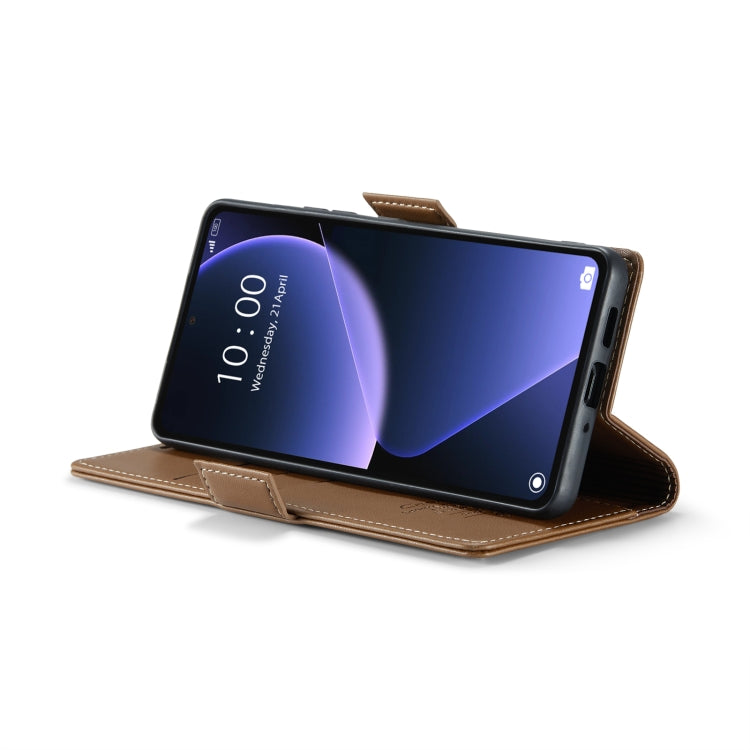 For Xiaomi 13T/13T Pro CaseMe 023 Butterfly Buckle Litchi Texture RFID Anti-theft Leather Phone Case(Brown) - Xiaomi Cases by CaseMe | Online Shopping South Africa | PMC Jewellery | Buy Now Pay Later Mobicred