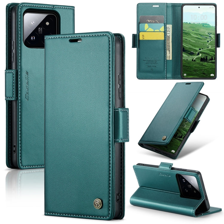 For Xiaomi 14 Pro CaseMe 023 Butterfly Buckle Litchi Texture RFID Anti-theft Leather Phone Case(Pearly Blue) - free shipping - PMC Jewellery - Order now!