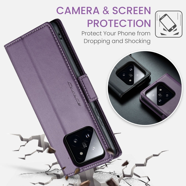 For Xiaomi 14 CaseMe 023 Butterfly Buckle Litchi Texture RFID Anti-theft Leather Phone Case(Pearly Purple) - free shipping - PMC Jewellery - Order now!