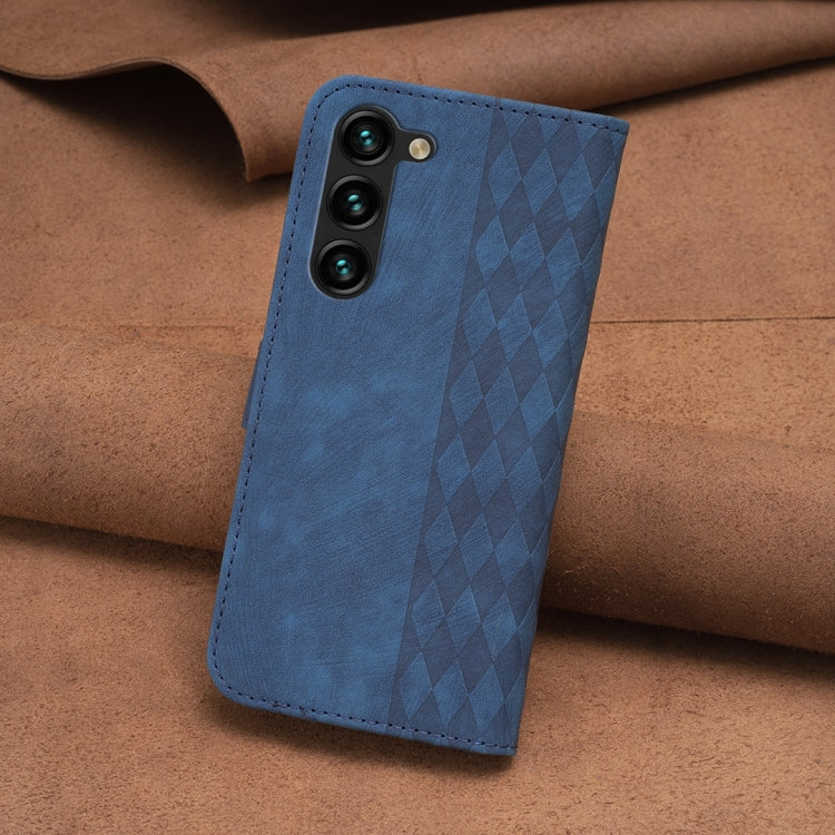 For Samsung Galaxy S24+ 5G Plaid Embossed Leather Phone Case(Blue) - Galaxy S24+ 5G Cases by PMC TechLife | Online Shopping South Africa | PMC TechLife | Buy Now Pay Later Mobicred