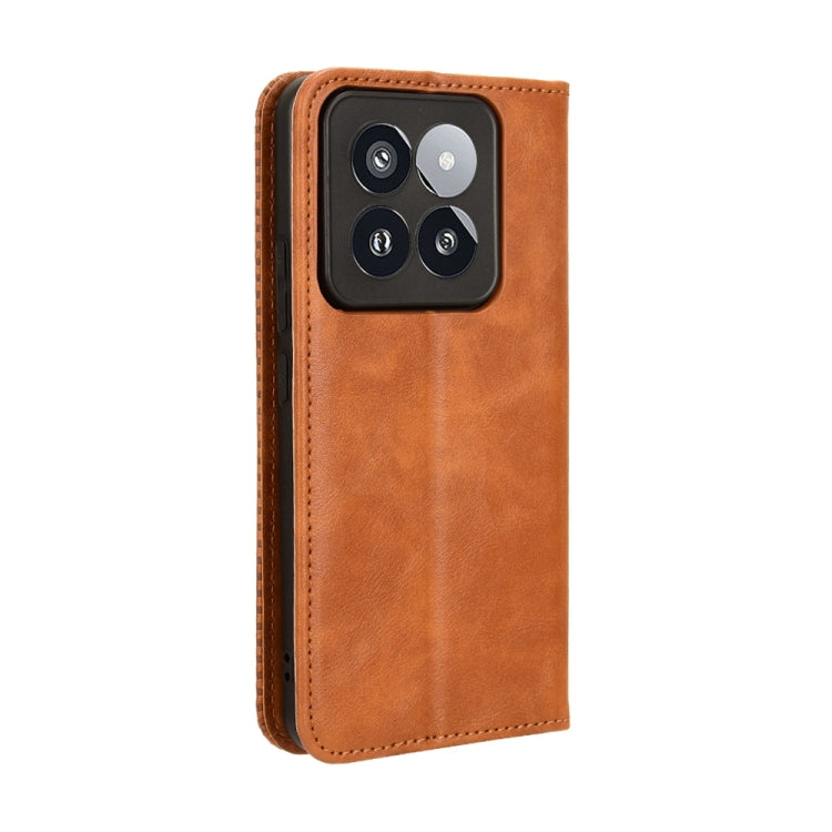 For Xiaomi 14 Pro Magnetic Buckle Retro Texture Leather Phone Case(Brown) - free shipping - PMC TechLife - Order now!