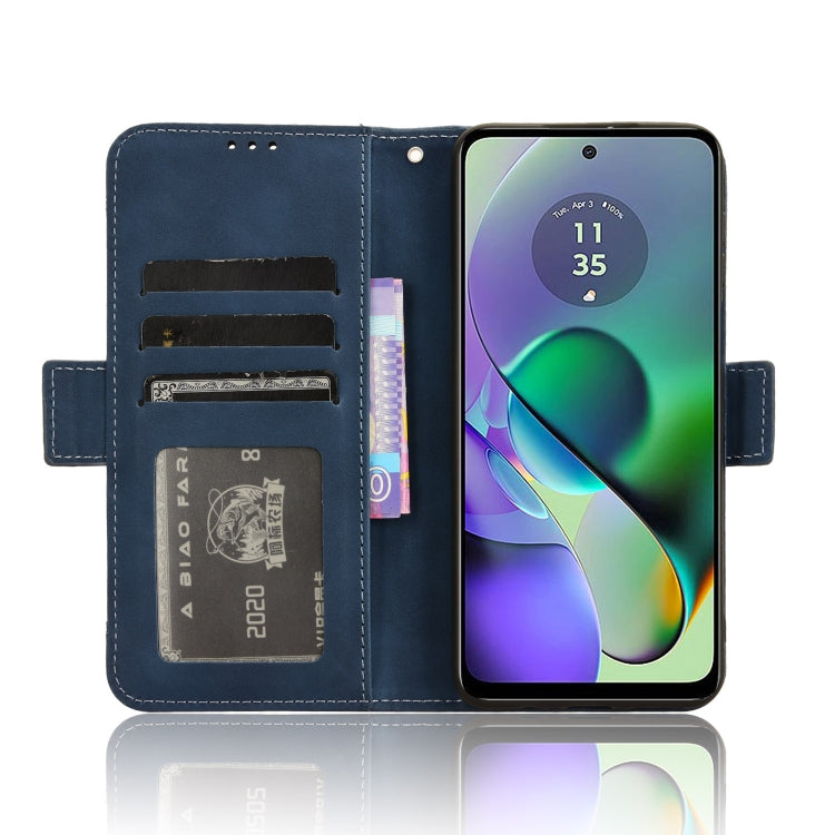 For Motorola Moto G54 5G Skin Feel Calf Texture Card Slots Leather Phone Case(Blue) - Motorola Cases by PMC TechLife | Online Shopping South Africa | PMC TechLife | Buy Now Pay Later Mobicred