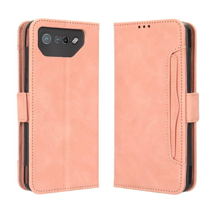 For ASUS ROG Phone 7 Skin Feel Calf Texture Card Slots Leather Phone Case(Pink) - ASUS Cases by PMC TechLife | Online Shopping South Africa | PMC TechLife | Buy Now Pay Later Mobicred