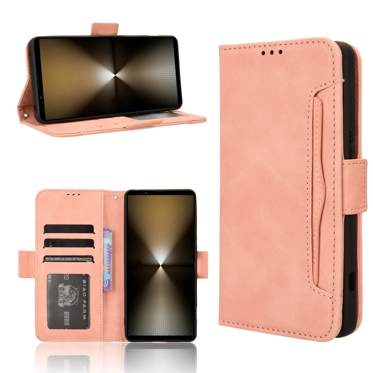 For Sony Xperia 1 VI 2024 Skin Feel Calf Texture Card Slots Leather Phone Case(Pink) - Sony Cases by PMC Jewellery | Online Shopping South Africa | PMC Jewellery | Buy Now Pay Later Mobicred