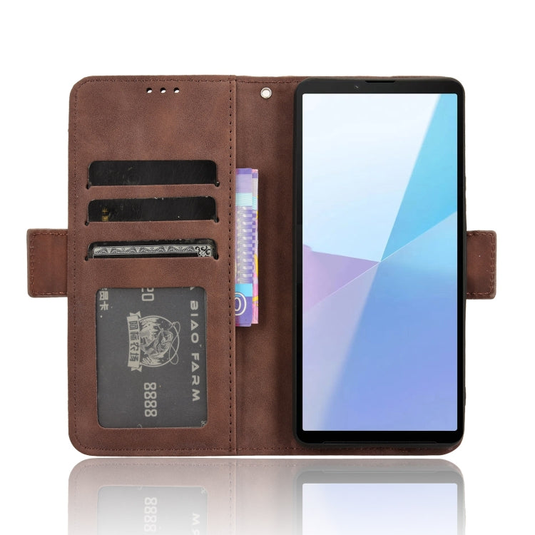 For Sony Xperia 10 VI 2024 Skin Feel Calf Texture Card Slots Leather Phone Case(Brown) - Sony Cases by PMC Jewellery | Online Shopping South Africa | PMC Jewellery | Buy Now Pay Later Mobicred