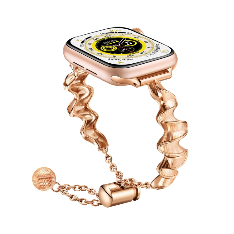 Ribbon Wave Metal Watch Band For Apple Watch Ultra 2 49mm(Rose Gold) - free shipping - PMC TechLife - Order now!
