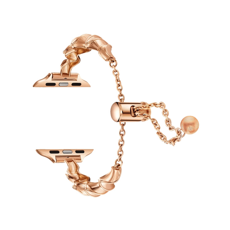 Ribbon Wave Metal Watch Band For Apple Watch Ultra 2 49mm(Rose Gold) - free shipping - PMC TechLife - Order now!