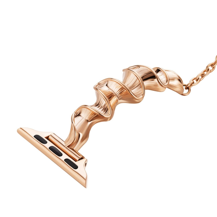 Ribbon Wave Metal Watch Band For Apple Watch Ultra 2 49mm(Rose Gold) - free shipping - PMC TechLife - Order now!