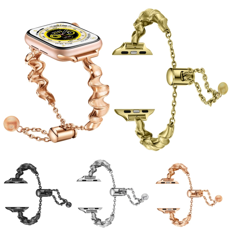 Ribbon Wave Metal Watch Band For Apple Watch 9 41mm(Rose Gold) - free shipping - PMC TechLife - Order now!