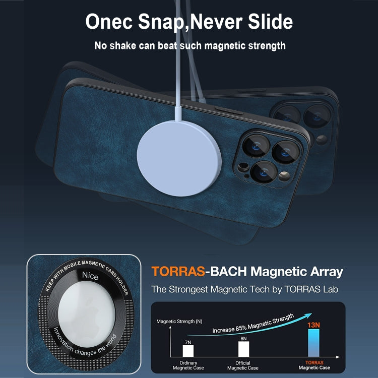 For iPhone 14 Pro Max Skin Feel Leather MagSafe Magnetic Phone Case(Blue) - iPhone 14 Pro Max Cases by PMC TechLife | Online Shopping South Africa | PMC TechLife