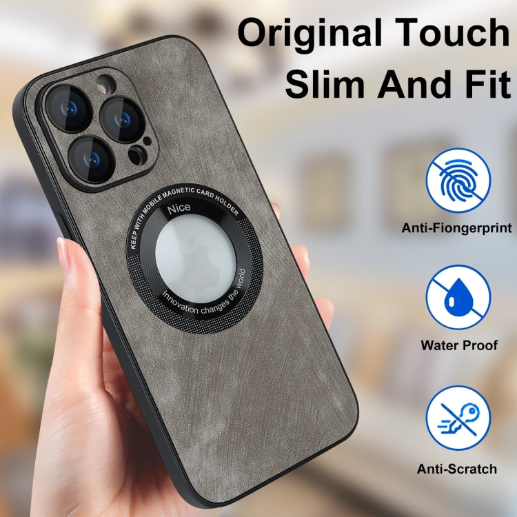 For iPhone 13 Skin Feel Leather MagSafe Magnetic Phone Case(Grey) - iPhone 13 Cases by PMC TechLife | Online Shopping South Africa | PMC TechLife
