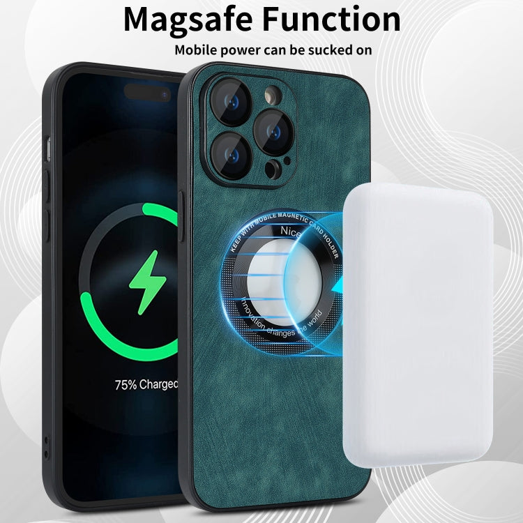 For iPhone 11 Pro Max Skin Feel Leather MagSafe Magnetic Phone Case(Green) - iPhone 11 Pro Max Cases by PMC TechLife | Online Shopping South Africa | PMC TechLife