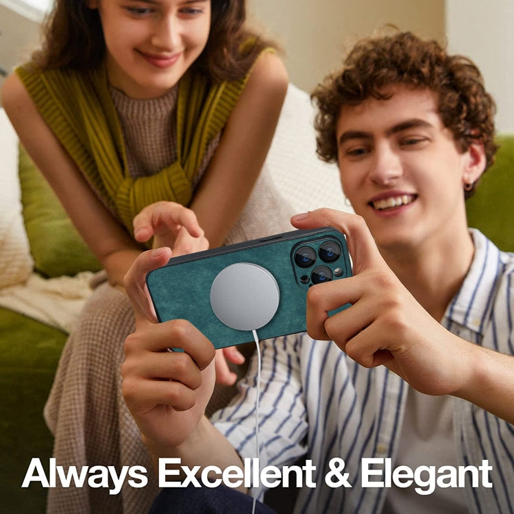 For iPhone 11 Pro Max Skin Feel Leather MagSafe Magnetic Phone Case(Green) - iPhone 11 Pro Max Cases by PMC TechLife | Online Shopping South Africa | PMC TechLife