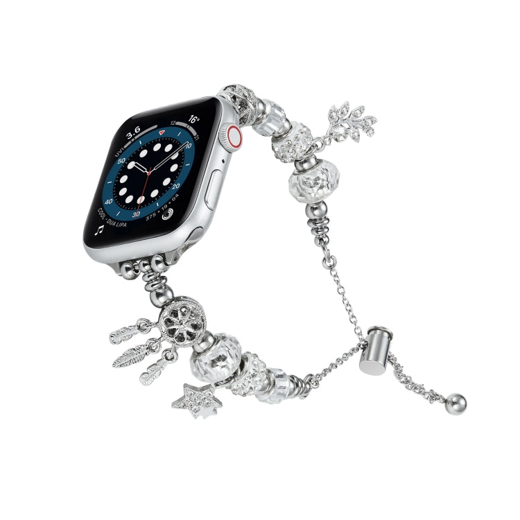 Bead Bracelet Metal Watch Band For Apple Watch 9 45mm(Silver Star) - free shipping - PMC TechLife - Order now!