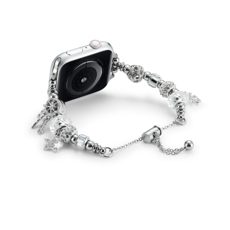Bead Bracelet Metal Watch Band For Apple Watch 9 45mm(Silver Star) - free shipping - PMC TechLife - Order now!