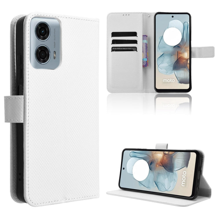 For Motorola Moto G Power 5G 2024 Diamond Texture Leather Phone Case(White) - Motorola Cases by PMC Jewellery | Online Shopping South Africa | PMC Jewellery | Buy Now Pay Later Mobicred