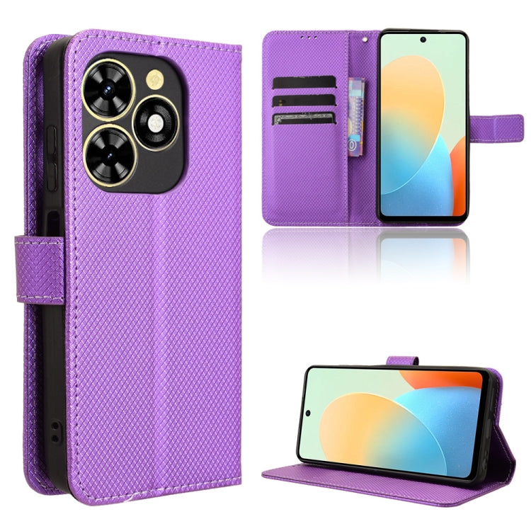 For Tecno Spark Go 2024 Diamond Texture Leather Phone Case(Purple) - Tecno Cases by PMC Jewellery | Online Shopping South Africa | PMC Jewellery | Buy Now Pay Later Mobicred