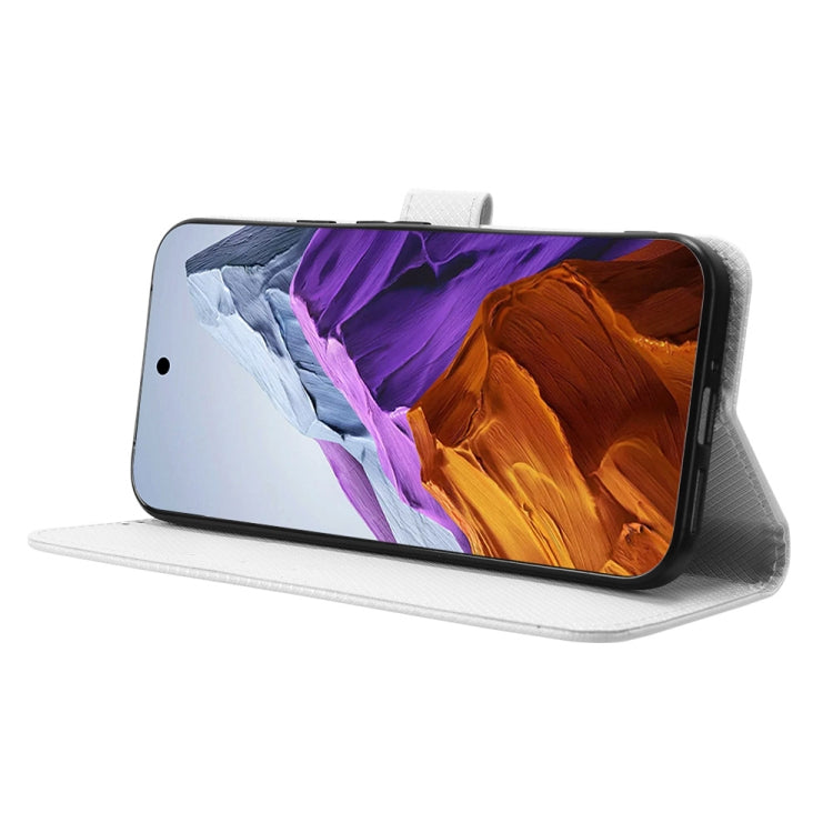 For Google Pixel 9 Pro Diamond Texture Leather Phone Case(White) - Google Cases by PMC TechLife | Online Shopping South Africa | PMC TechLife | Buy Now Pay Later Mobicred