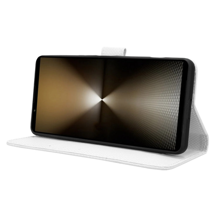 For Sony Xperia 1 VI 2024 Diamond Texture Leather Phone Case(White) - Sony Cases by PMC Jewellery | Online Shopping South Africa | PMC Jewellery | Buy Now Pay Later Mobicred