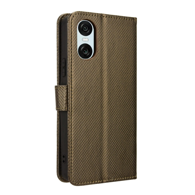 For Sony Xperia 10 VI 2024 Diamond Texture Leather Phone Case(Brown) - Sony Cases by PMC Jewellery | Online Shopping South Africa | PMC Jewellery | Buy Now Pay Later Mobicred