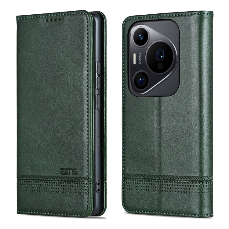 For Huawei Pura 70 Pro / 70 Pro+ AZNS Magnetic Calf Texture Flip Leather Phone Case(Dark Green) - free shipping - PMC Jewellery - Order now!