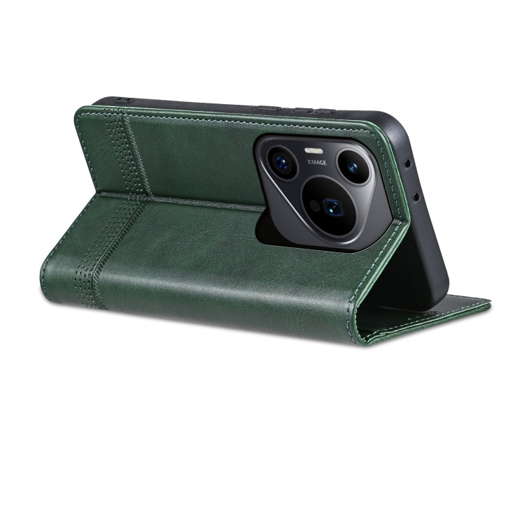 For Huawei Pura 70 Pro / 70 Pro+ AZNS Magnetic Calf Texture Flip Leather Phone Case(Dark Green) - free shipping - PMC Jewellery - Order now!