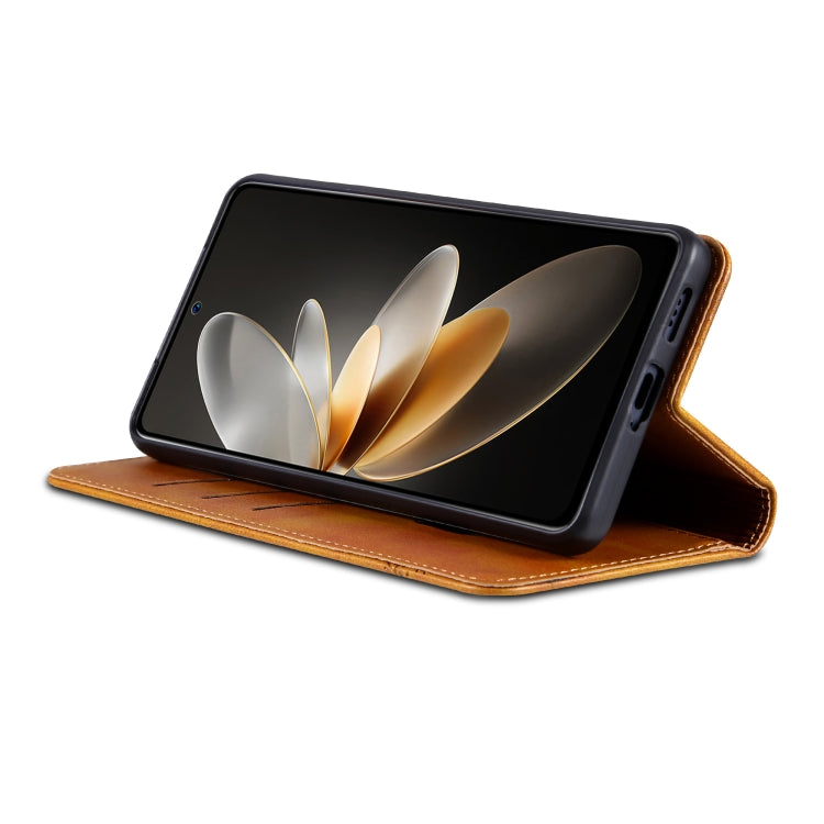 For Huawei Pura 70 Fine Hole AZNS Magnetic Calf Texture Flip Leather Phone Case(Light Brown) - free shipping - PMC Jewellery - Order now!