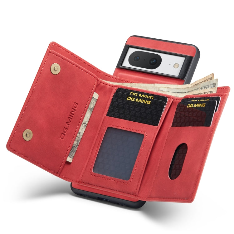 For Google Pixel 8 DG.MING M1 Series 3-Fold Multi Card Wallet + Magnetic Phone Case(Red) - Google Cases by DG.MING | Online Shopping South Africa | PMC TechLife | Buy Now Pay Later Mobicred