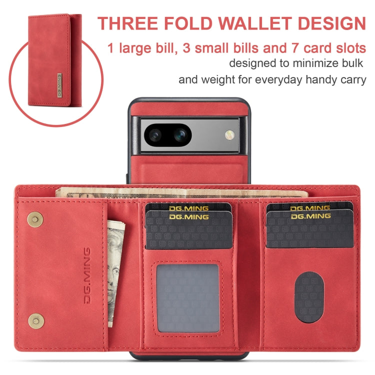 For Google Pixel 8A DG.MING M1 Series 3-Fold Multi Card Wallet + Magnetic Phone Case(Red) - free shipping - PMC TechLife - Order now!