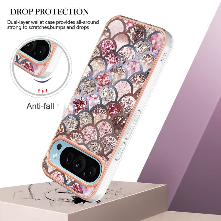 For Google Pixel 9 / 9 Pro Electroplating IMD TPU Phone Case(Pink Scales) - Google Cases by PMC TechLife | Online Shopping South Africa | PMC TechLife | Buy Now Pay Later Mobicred