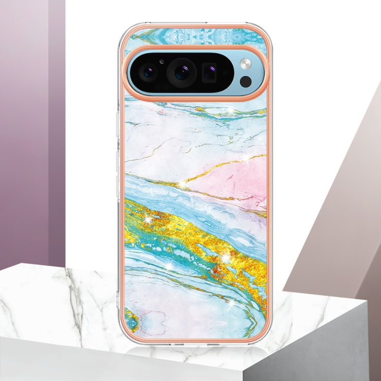 For Google Pixel 9 Pro XL Electroplating Marble Dual-side IMD Phone Case(Green 004) - free shipping - PMC TechLife - Order now!