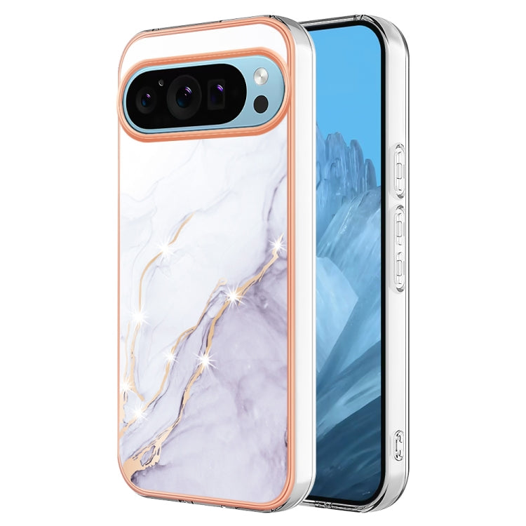For Google Pixel 9 Pro XL Electroplating Marble Dual-side IMD Phone Case(White 006) - Google Cases by PMC TechLife | Online Shopping South Africa | PMC TechLife | Buy Now Pay Later Mobicred