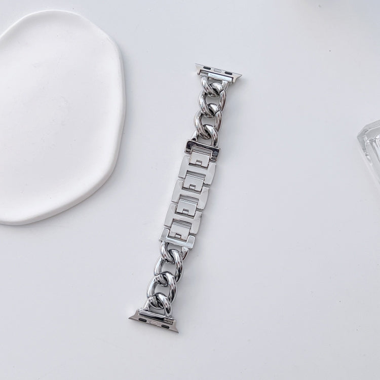 Big Denim Chain Metal Watch Band For Apple Watch Ultra 2 49mm(Silver) - free shipping - PMC TechLife - Order now!