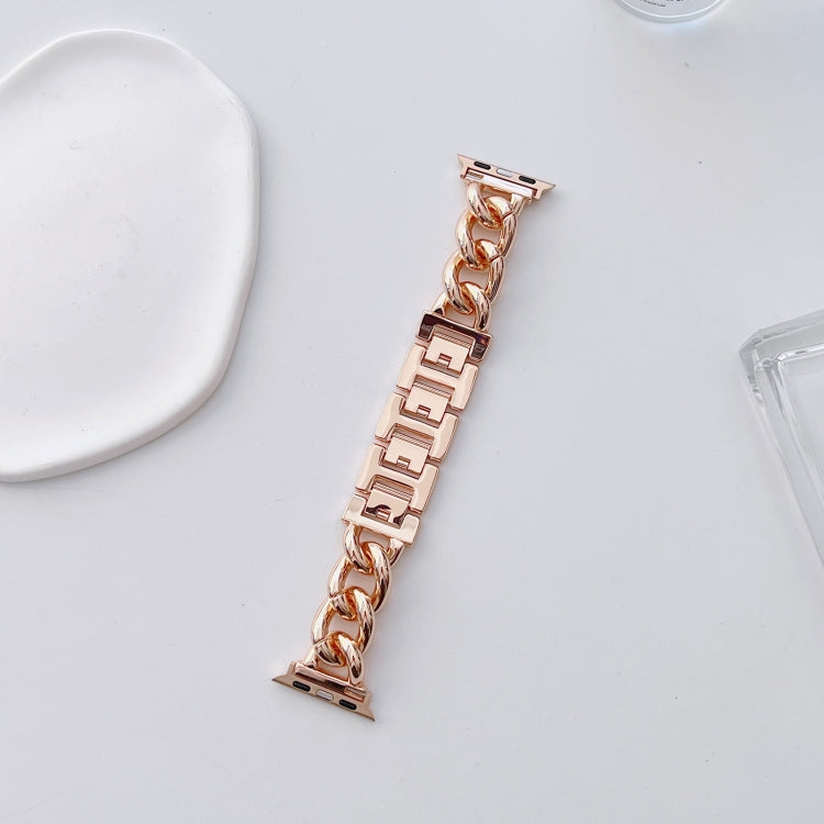 Big Denim Chain Metal Watch Band For Apple Watch 9 45mm(Rose Gold) - free shipping - PMC TechLife - Order now!