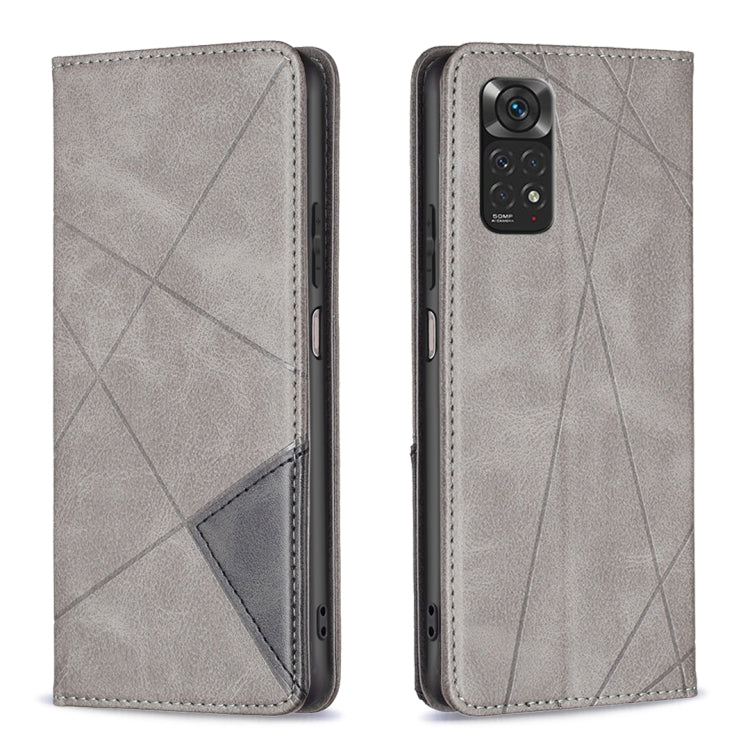 For Xiaomi Redmi Note 12S 4G / Note 11  Rhombus Texture Magnetic Leather Phone Case(Grey) - Xiaomi Cases by PMC TechLife | Online Shopping South Africa | PMC TechLife | Buy Now Pay Later Mobicred