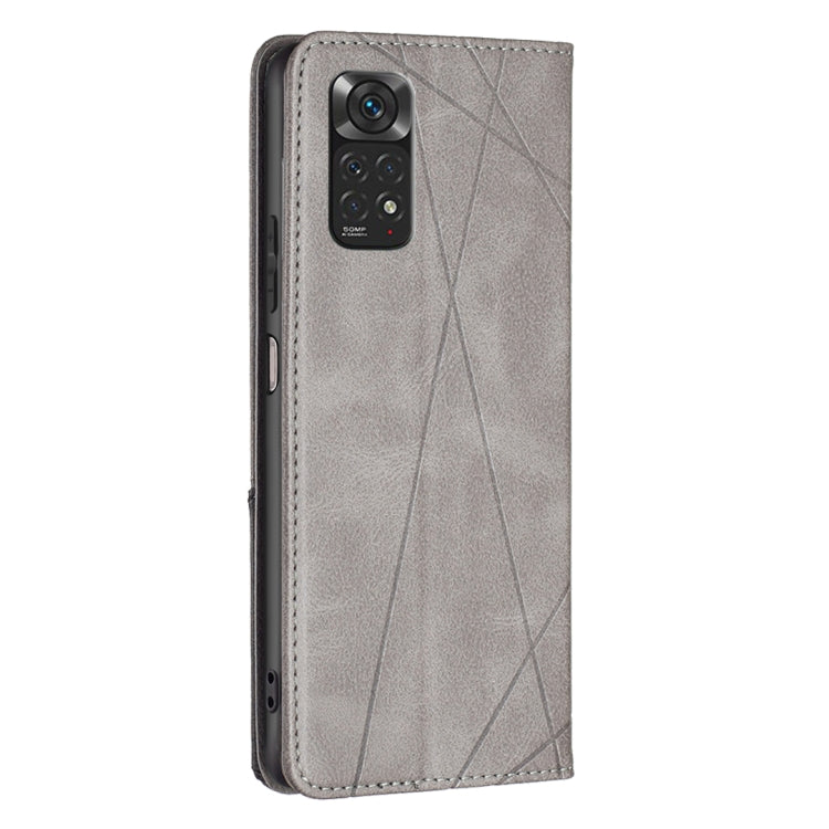 For Xiaomi Redmi Note 12S 4G / Note 11  Rhombus Texture Magnetic Leather Phone Case(Grey) - Xiaomi Cases by PMC TechLife | Online Shopping South Africa | PMC TechLife | Buy Now Pay Later Mobicred