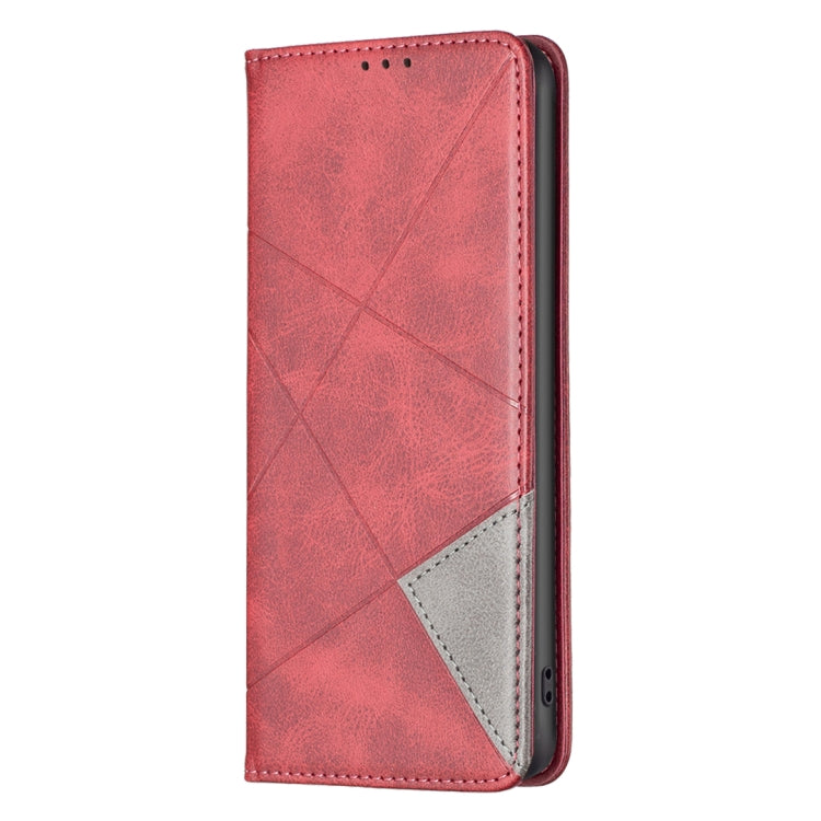 For Xiaomi Redmi 12 4G Rhombus Texture Magnetic Leather Phone Case(Red) - Xiaomi Cases by PMC TechLife | Online Shopping South Africa | PMC TechLife | Buy Now Pay Later Mobicred