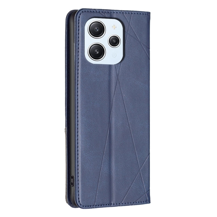 For Xiaomi Redmi 12 4G Rhombus Texture Magnetic Leather Phone Case(Blue) - Xiaomi Cases by PMC TechLife | Online Shopping South Africa | PMC TechLife | Buy Now Pay Later Mobicred