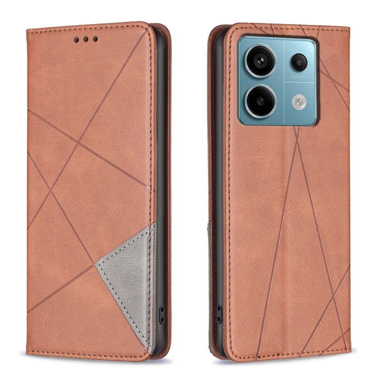 For Xiaomi Redmi Note 13 Pro 5G Rhombus Texture Magnetic Leather Phone Case(Brown) - free shipping - PMC TechLife - Order now!