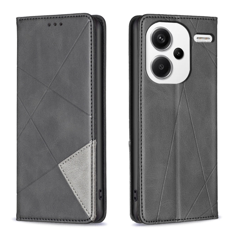 For Xiaomi Redmi Note 13 Pro+ 5G Rhombus Texture Magnetic Leather Phone Case(Black) - Xiaomi Cases by PMC TechLife | Online Shopping South Africa | PMC TechLife | Buy Now Pay Later Mobicred