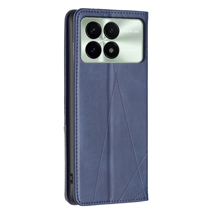 For Xiaomi Redmi K70E Rhombus Texture Magnetic Leather Phone Case(Blue) - Xiaomi Cases by PMC TechLife | Online Shopping South Africa | PMC TechLife | Buy Now Pay Later Mobicred