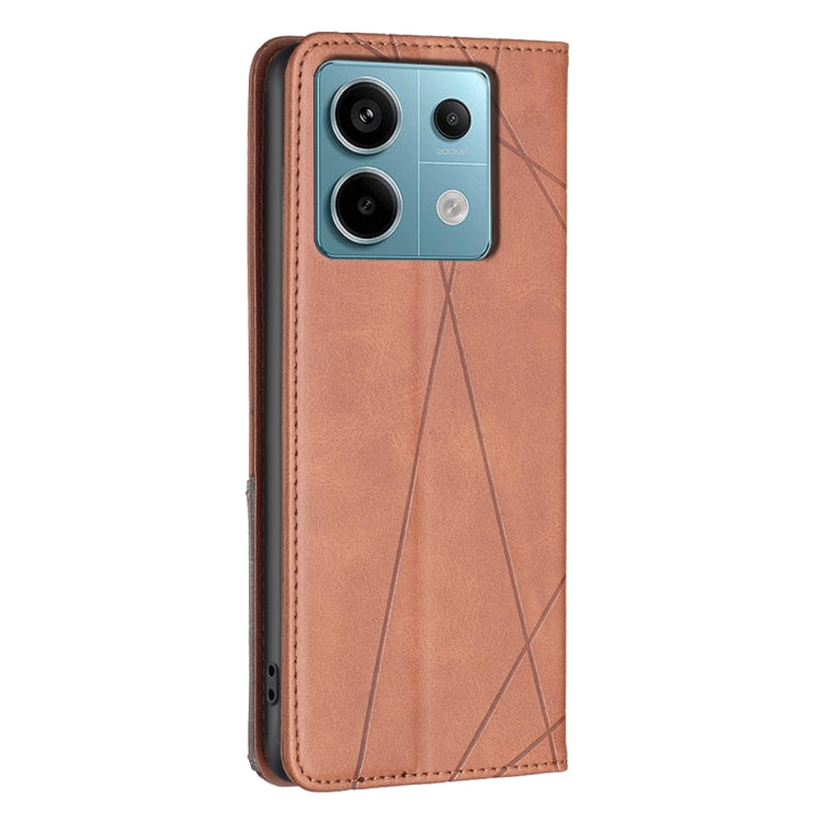 For Xiaomi Redmi Note 13 Pro 4G Global Rhombus Texture Magnetic Leather Phone Case(Brown) - free shipping - PMC TechLife - Order now!