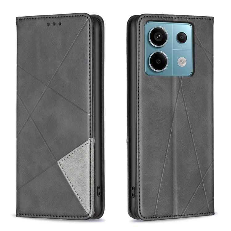For Xiaomi Redmi Note 13 Pro 4G Global Rhombus Texture Magnetic Leather Phone Case(Black) - Note 13 Pro Cases by PMC TechLife | Online Shopping South Africa | PMC TechLife | Buy Now Pay Later Mobicred