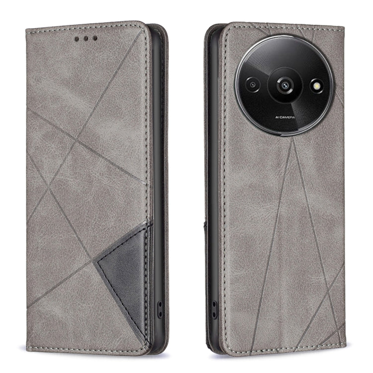 For Xiaomi Redmi A3 Rhombus Texture Magnetic Leather Phone Case(Grey) - free shipping - PMC TechLife - Order now!